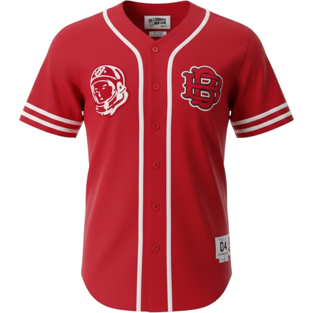 Billionaire Boys Club BBC Red Wool Blend Baseball Jersey Mens Small 2018 Patch